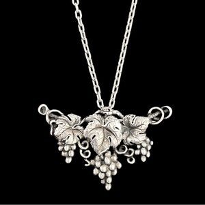 Vintage Jo Michels sterling silver hand wrought grape vine brooch pin